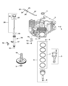 Cv23s-75592 Crankcase Diagram and Parts List for M50-KHS 53AB5BBP750-23HP-OHV Cub Cadet Lawn Tractor